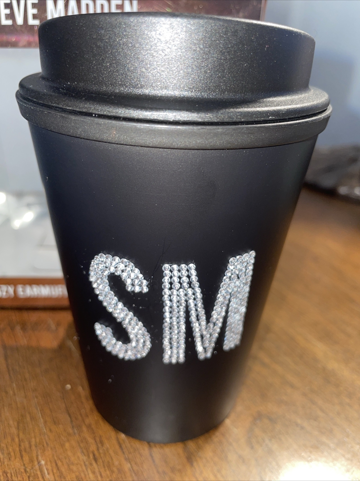 STEVE MADDEN COZY EARMUFF & TRAVEL MUG SETBLACK W/SILVER BLING. NEW eBay