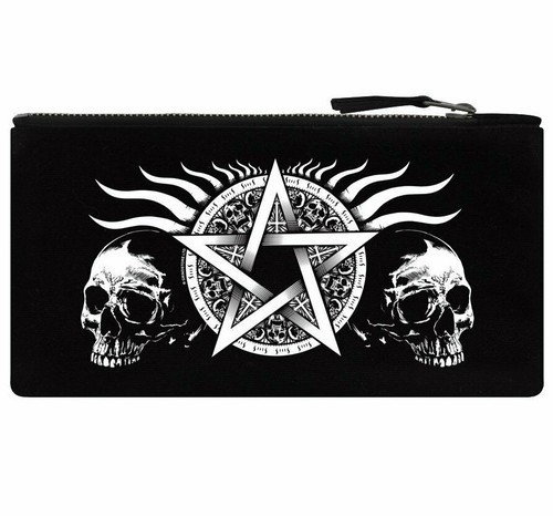 Skull Pentagram Black Pencil Case, Gothic Witchcraft, Supernatural Evil, Gift - 第 1/4 張圖片