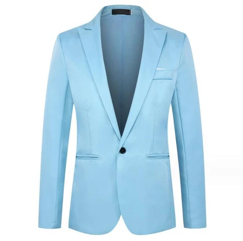 Men's Lapel Blazer Jacket One Button Suit Solid Long sleeve New Coats Fashion - Picture 8 of 25