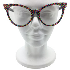 Whimsical Funky Cat Eye Reading Glasses, Hand-Painted Polka Dot Readers, 1.25