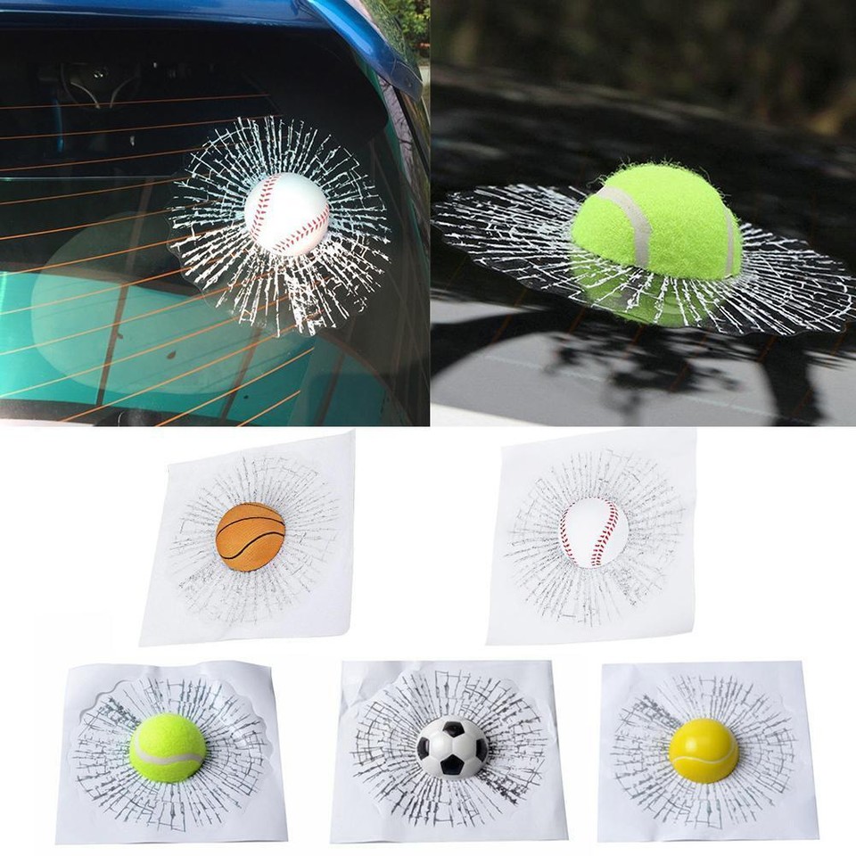 Adhesive Prank Simulation Broken Car Sticker Crack Hits Ball 3D Hot ...