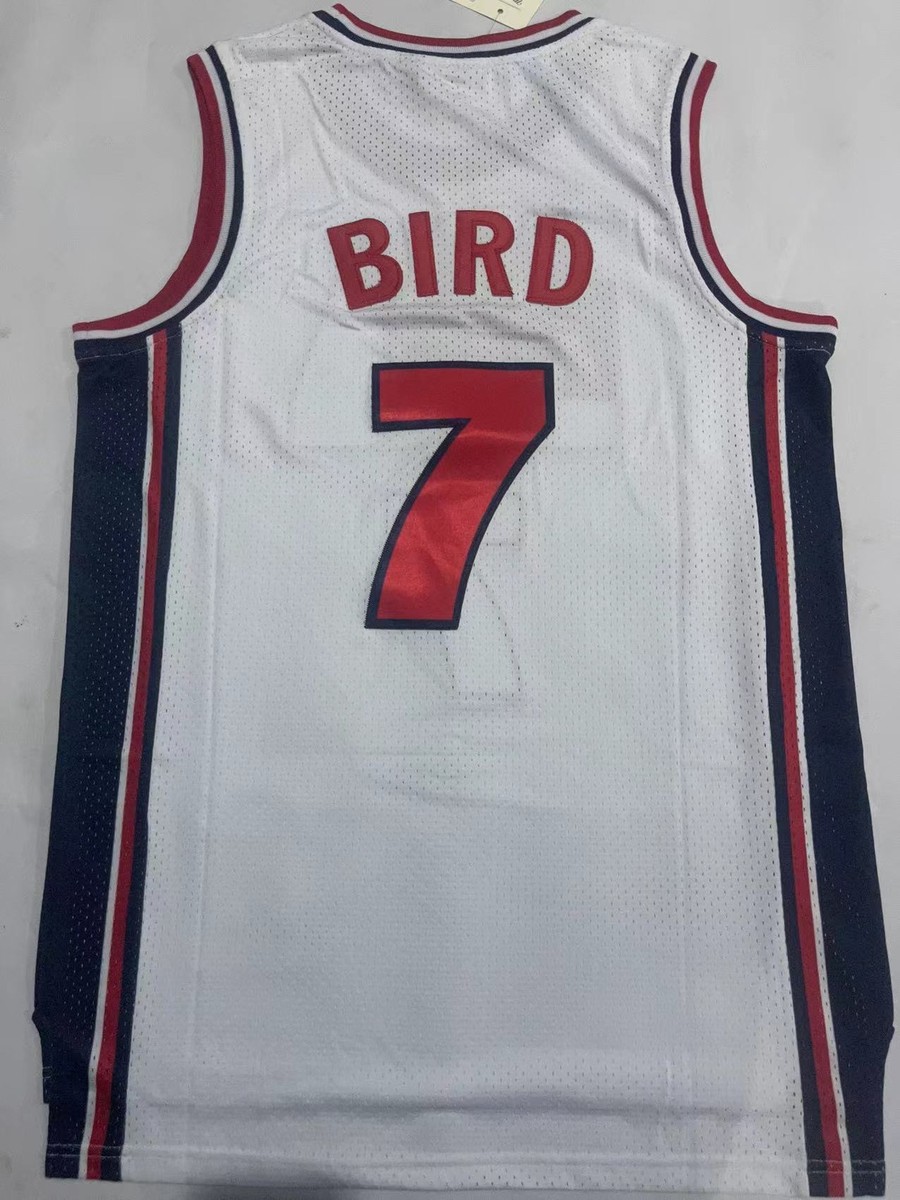 USA Dream Team Larry #7 Bird Basketball Jerseys Navy White Stitched  Throwback