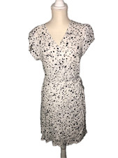 CAGE Women's Wrap Mini Dress Crinkle Fabric Moon & Star Celestial Size Large