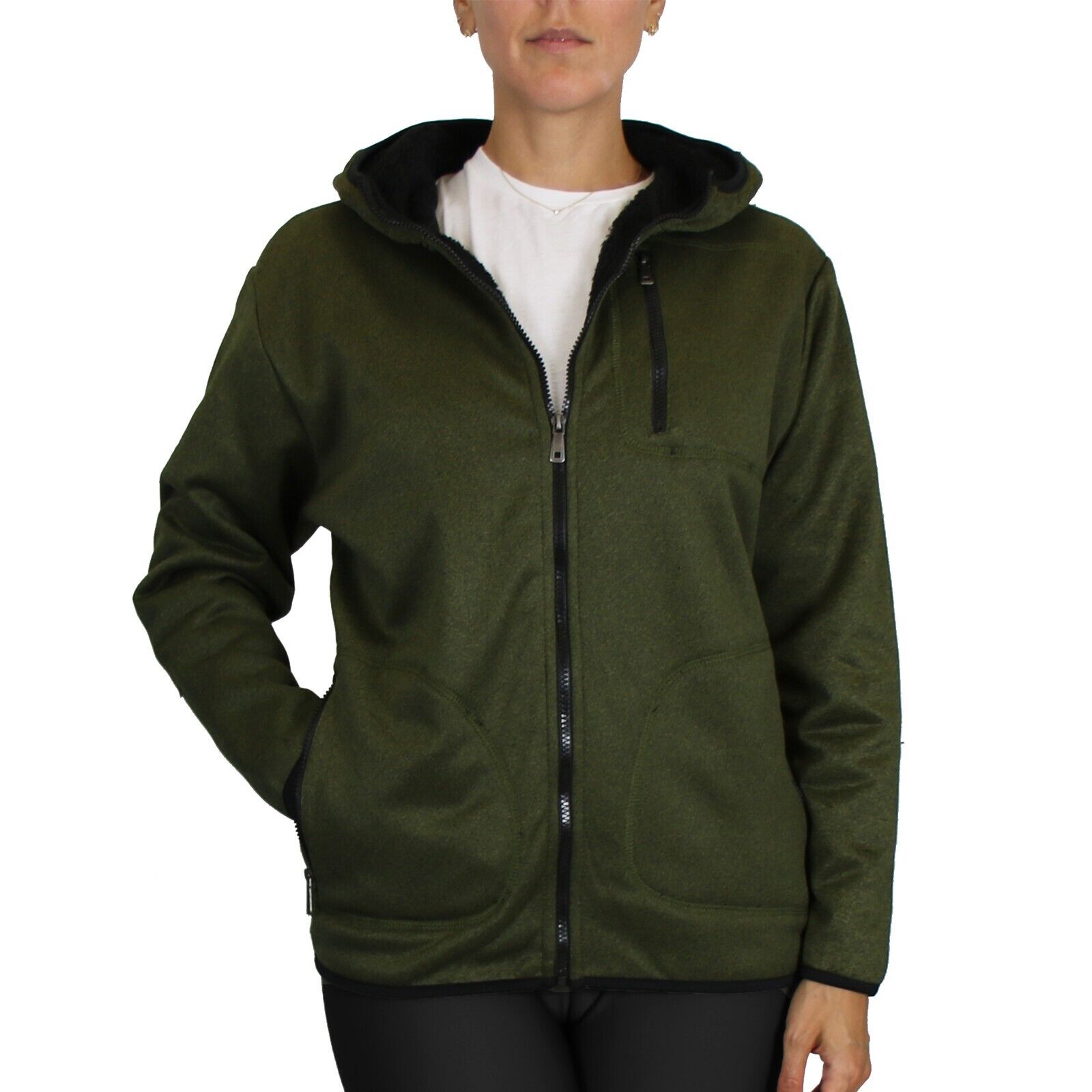 Women's Loose Fit Oversize Full Zip Sherpa Lined Hoodie Fleece