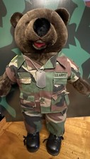 Bear Force Of America U.S. ARMY 19 1/2 Inches Tall. Brown Teddy Bear Plush 1989