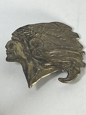Vintage Brass Native American Indian Head Chief Belt Buckle Marked 803  3183