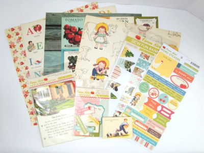 October Afternoon Farm Girl Scrapbooking Lot 12x12 Paper Stickers Die Cuts Cards