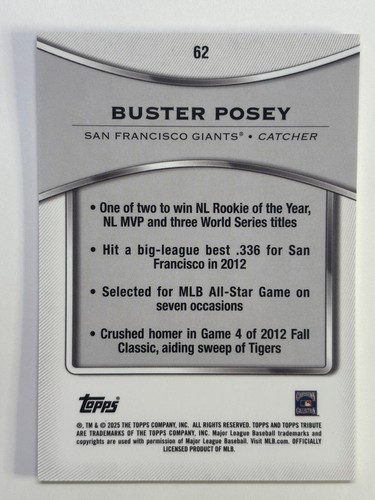 2025 Topps Tribute - Buster Posey #62 - Picture 2 of 2