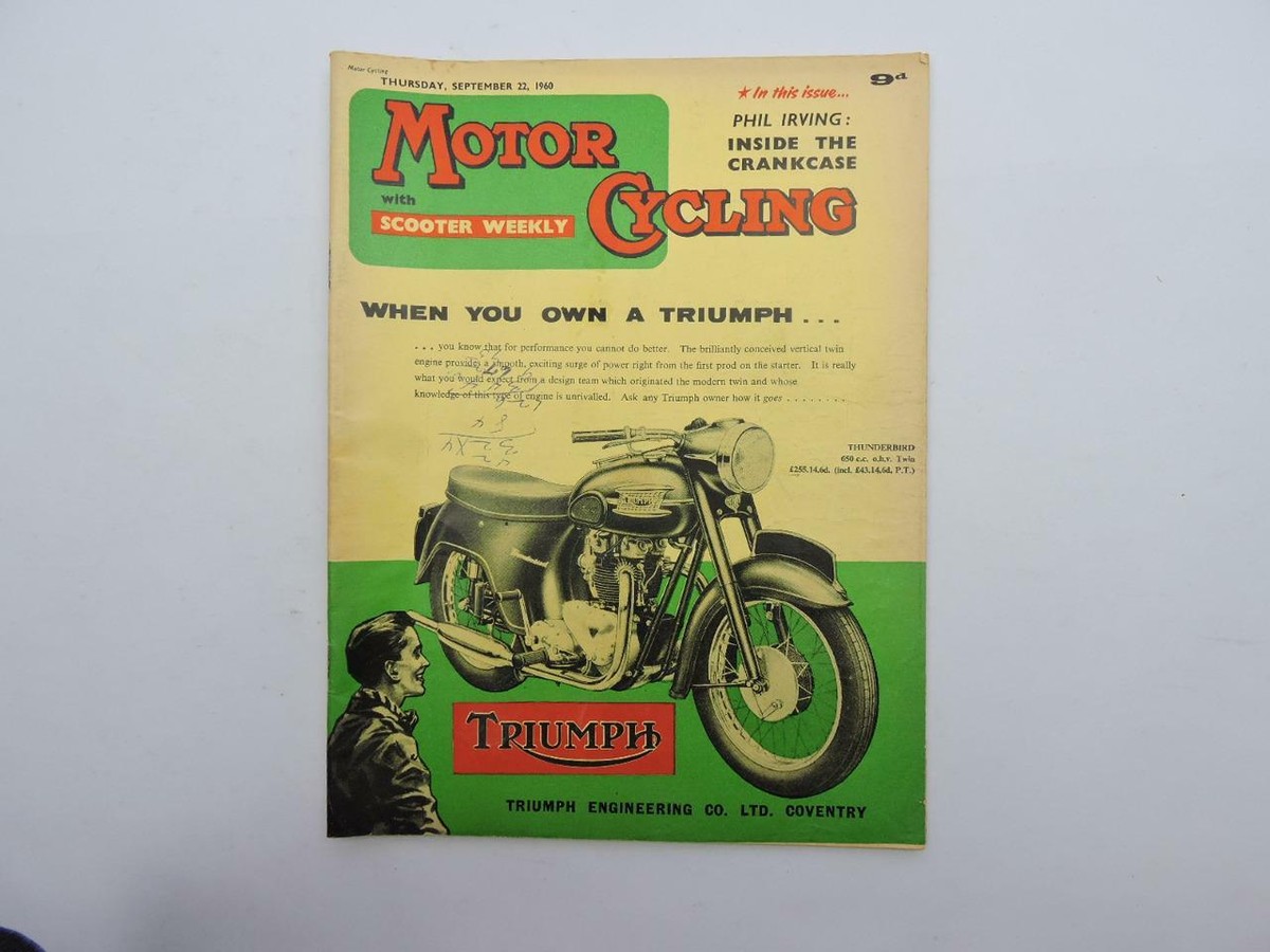 Vintage Sept 22 1960 The Motorcycling Magazine Triumph Thunderbird