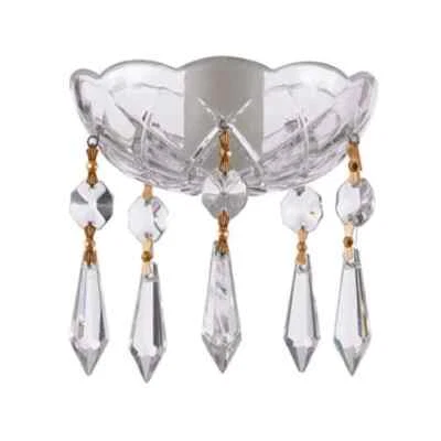 Asfour Crystal Cup 4-in Crystal Bobeche With 1.5-in U-drop Prisms Gold Pins