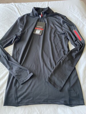 spyder Mens zip up movk neck shirt black size M $68