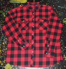 Plaid Flannel Red Black Heavyweight Long Sleeve Checkered Lumberjack