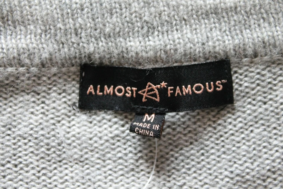 Suéter para mujer Almost Famous manga con volantes cuello redondo 100 % acrílico gris talla M Foto 2 de 4