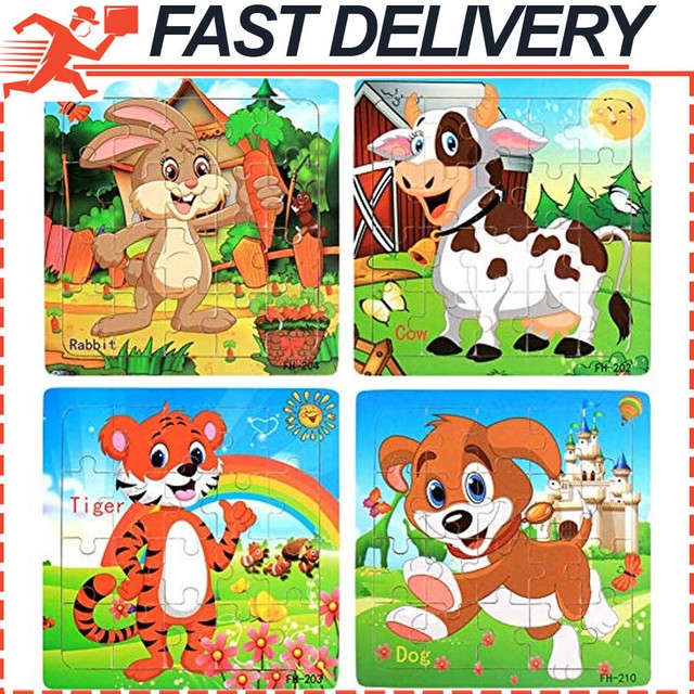 4set Wooden Jigsaw Puzzle Set Piece Animals Colorful Puzzles For Kids Age 3up For Sale Online Ebay