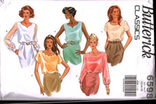 6598 Vintage Butterick SEWING Pattern Misses 1990s Loose Fitting Top Shirt 12-16