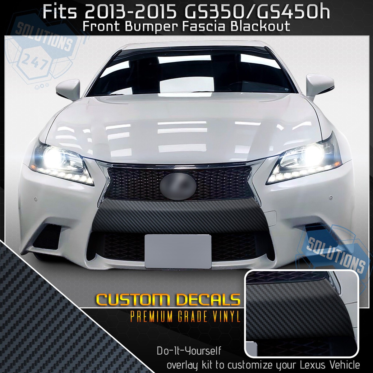 For 2013-2015 Lexus GS GS350 Front Bumper Fascia Blackout