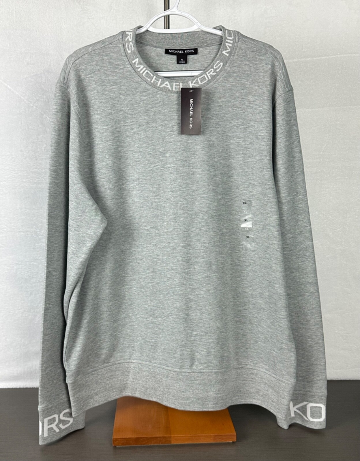 Michael Kors Men's Heather Grey Logo Trim Cotton Blend Sweatshirt XL NWT $128