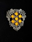Vintage Dress Clip Cleavage Clip Yellow Gold Rhinestones set in Silver Metal — photo 10