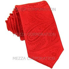 New Vesuvio Napoli polyester Men's 2.5" skinny necktie paisley formal prom Red