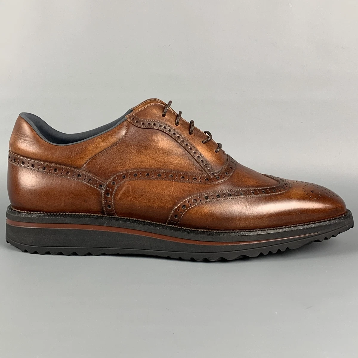 BALLY Taille 11.5 Marron Cuir Bout D Aile Chaussures Lacets eBay