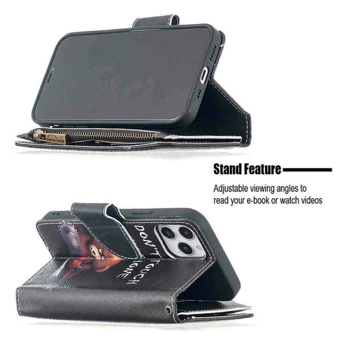 For iPhone 13 12 11 XS XR SE 6s 7 8 Zipper Wallet Card Holder Leather Case Cover - Picture 35 of 53