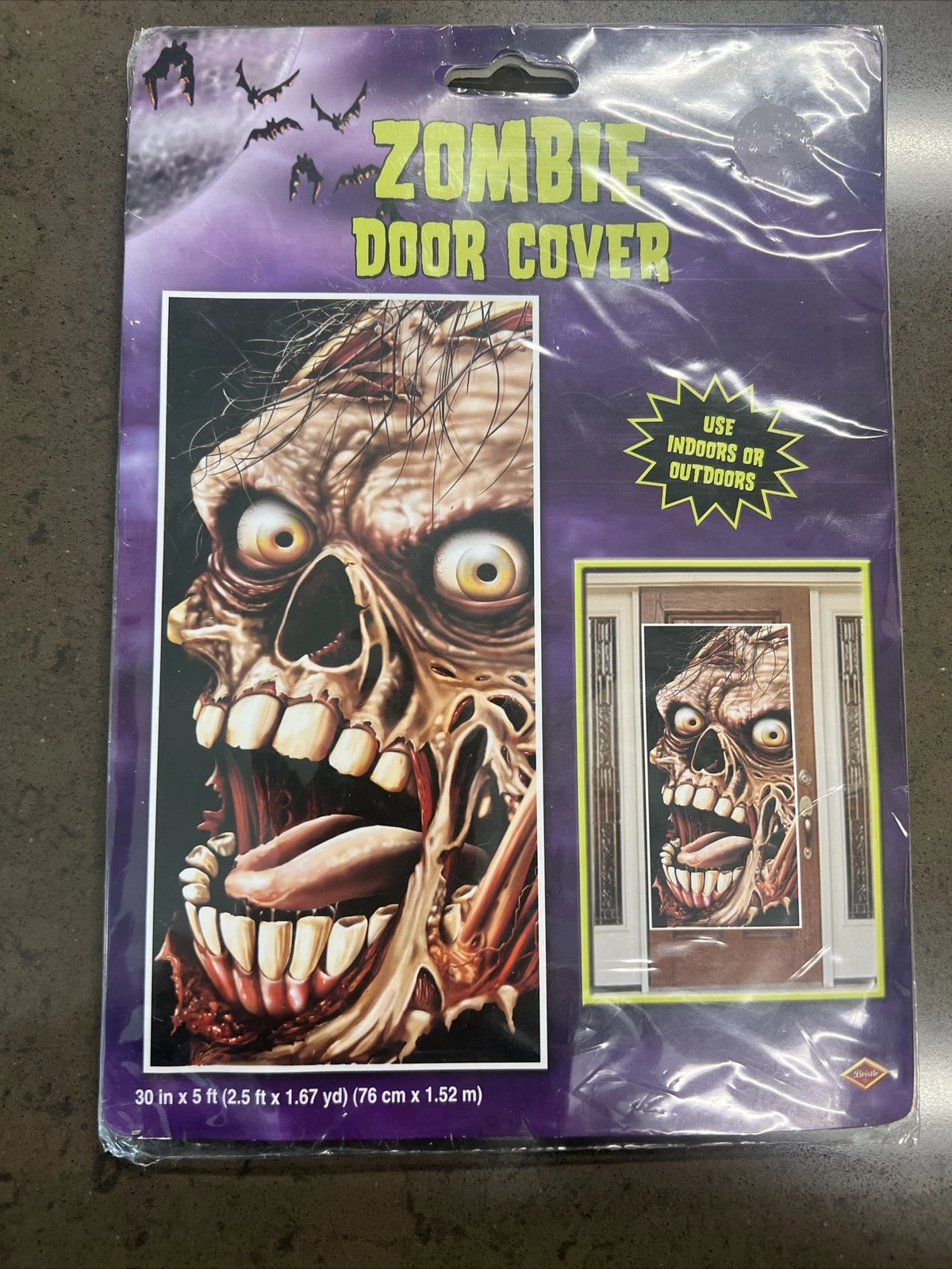 NEW 5 Foot Zombie Skull Door Hanging Cover Halloween Party Undead Decoration