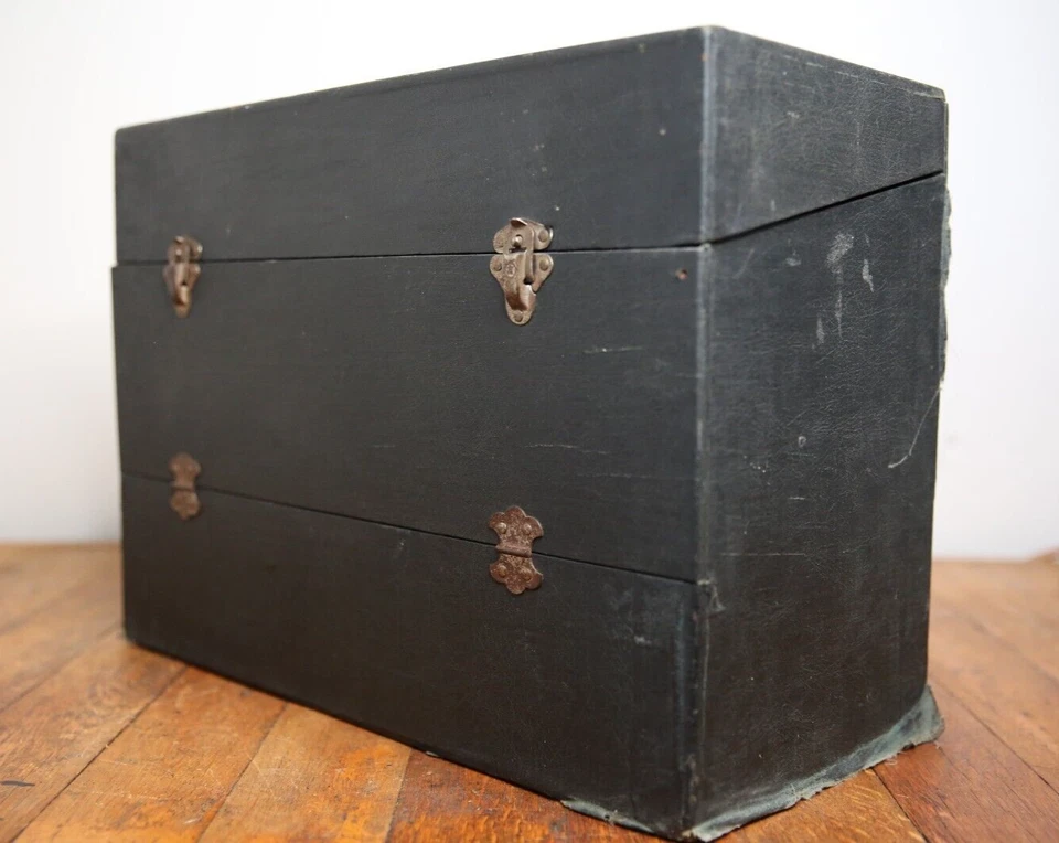 Antique Hat Box Case Mens tailor clothing Kahn Indianapolis luggage suitcase - Image 3 of 4