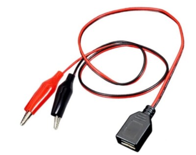 USB Buchse auf Krokodil Prüfklemmen Stecker Netzteil Adapter Kabel 58cm