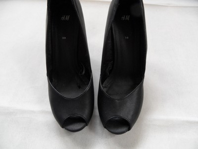 Talons Hauts Compensés H&M Noirs Peeptoes Taille 38 - Occasion, Style TOP OS918