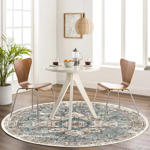 6" Round Oriental Medallion Rug Distressed Area Soft Rugs Non-slip for Bedroom