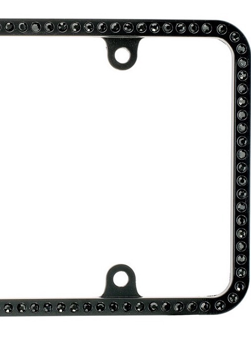Swarovski Black Crystal Bling Slim license plate frame Inlay Black