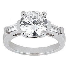 2 ct Diamond Platinum Ring w/ 1.63 ct GIA cert E VS2 Triple Excellent w baguette
