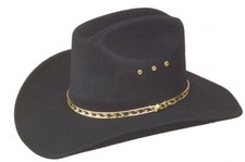 Western Cowboy Hat - Fitted or Elastic S/M L/XL - Black Faux Felt - Wide Brim