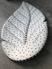 LEAF SHAPED PLATTER TRAY WOOD CHECKS AND DOTS