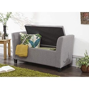 Details About Ottoman Storage Bench Upholstered Grey Large Hallway Window Seat Bedroom Stool