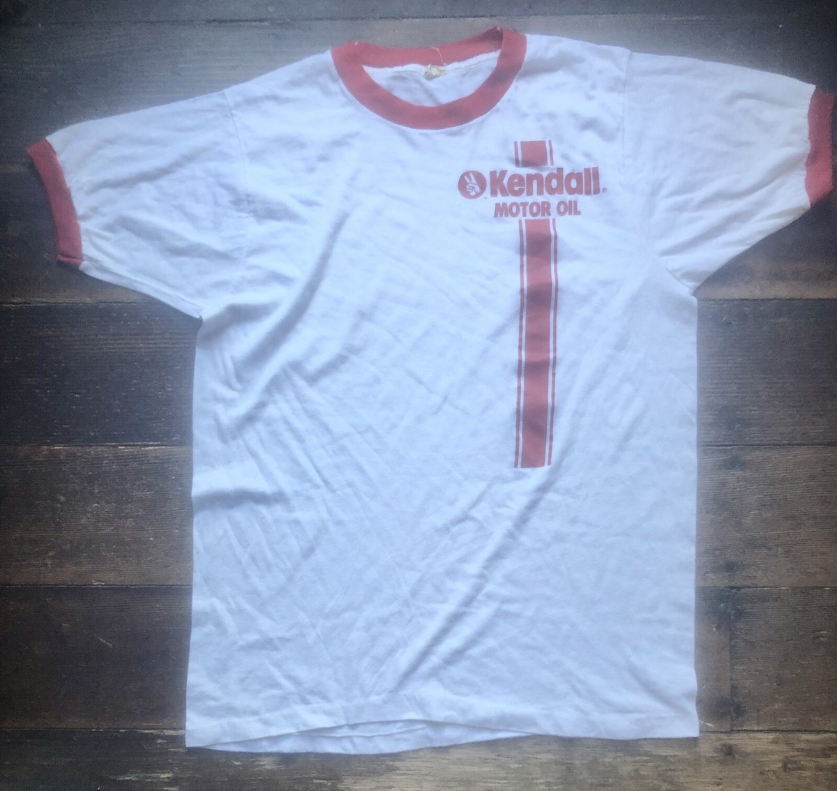 1970s KENDALL MOTOR OIL T-Shirt - Rare Single Stitch Ringer - Car