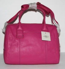 FOSSIL JORI LARGE SATCEL ALL LEATHER BERRY COLOR WITH DETACHABLE STRAP  NWT