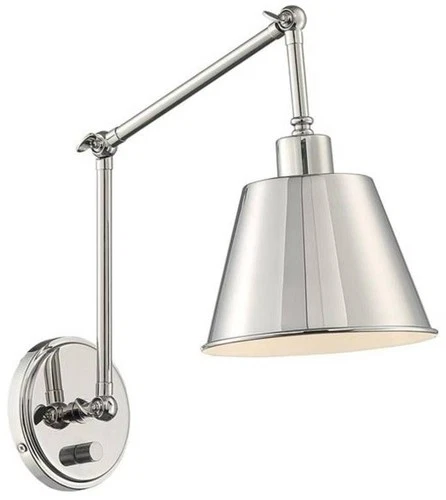 Crystorama Mitchell 7.5" Wide Nickel Plug-In Swing Arm Wall Lamp - Picture 1 of 5
