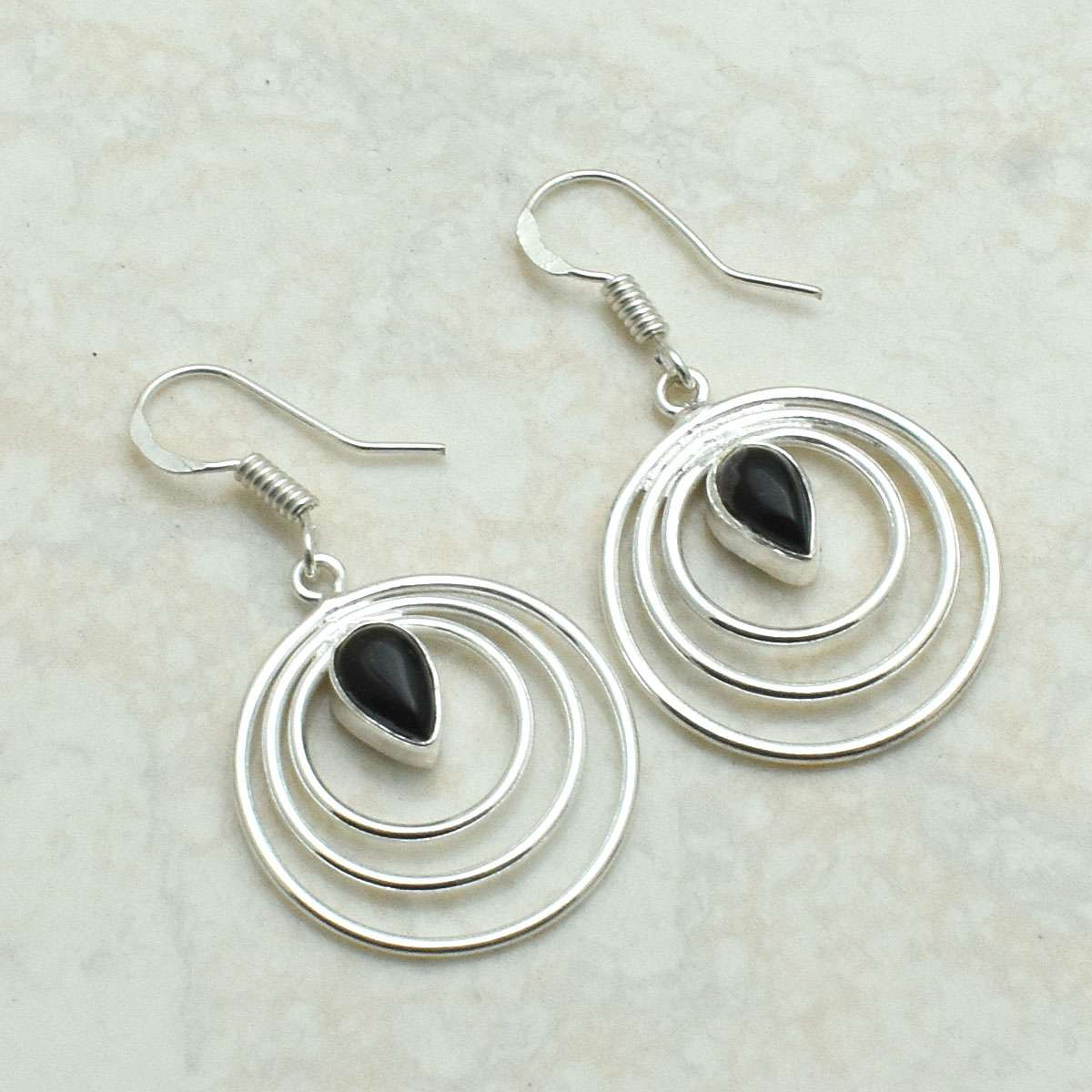 Black Onyx Gemstone Handmade Drop Dangle Earrings Jewelry Gift 1.36