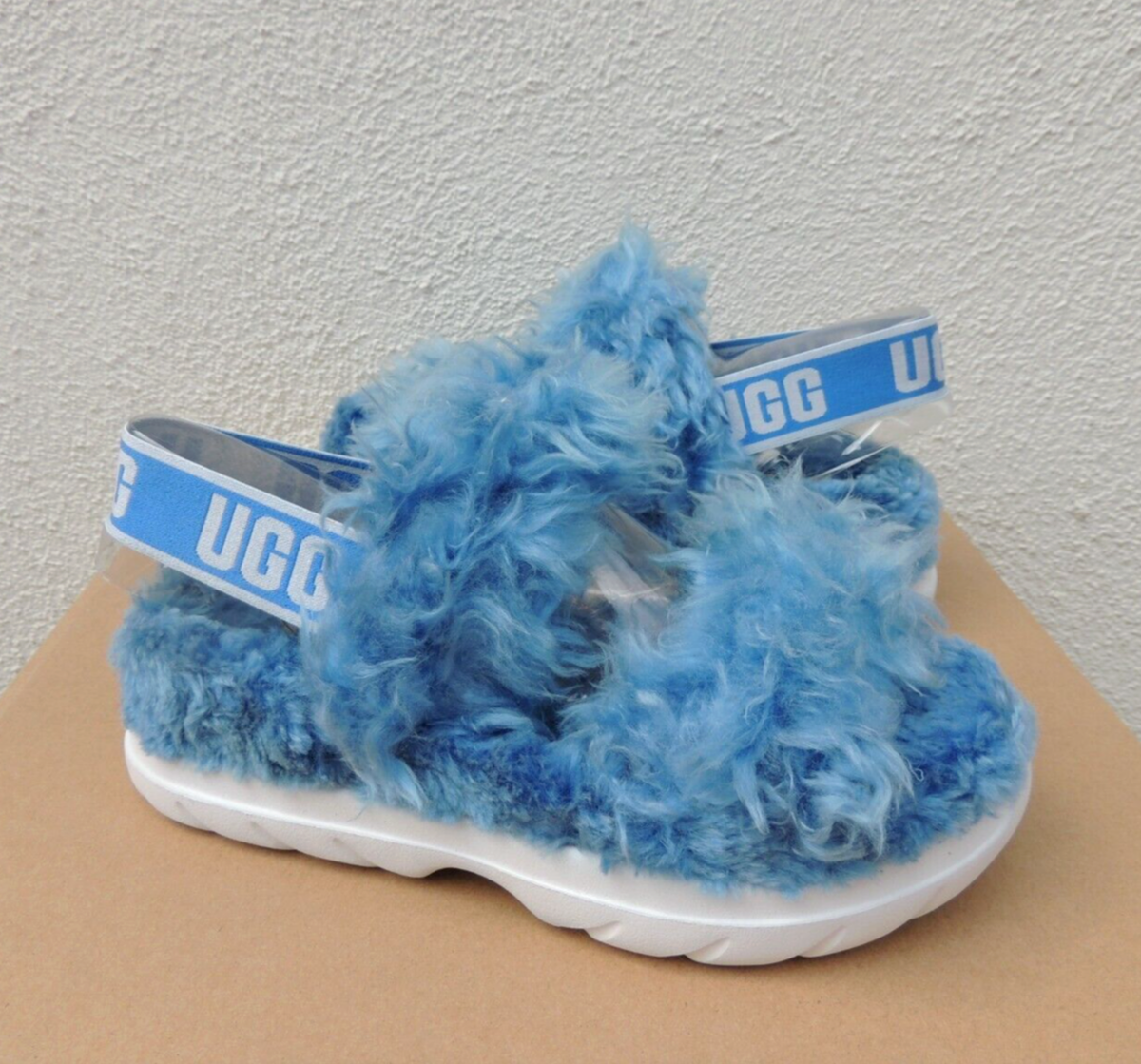 UGG Electric Blue Fluffy Slide Sandals Sandal Ugg Slippers Ugg So Fluffy Sandals Sandal Uggs Fuzzy  main image 3