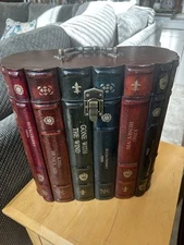 Vintage Wood Faux Book Wine Bottle Liquor Box Cabinet ~ Holds 3 Bottles