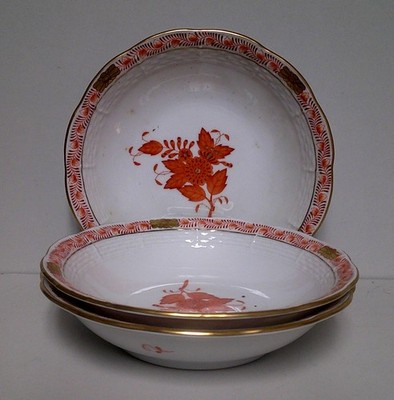 Herend CHINESE BOUQUET (RUST) Fruit Berry Bowls (#329) BEST SET OF THREE