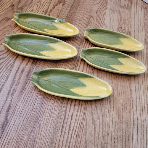 Vintage Shawnee Pottery Corn Cob Holder Dishes Lot Of 5
