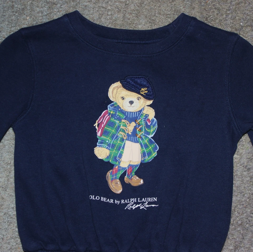 Vestido Polo Ralph Lauren Niñas Azul Marino Manga Larga (Oso Polo) - Talla 6 - Usado en Excelente Condición Foto 2 de 4