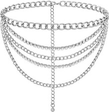 Chain Belt for Women Metal Waist Chain Fashion Multilayer Chain Belt...