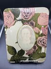 Metal Floral Pink Rose Picture Frame - Photo of Woman - 6"x8" Antique
