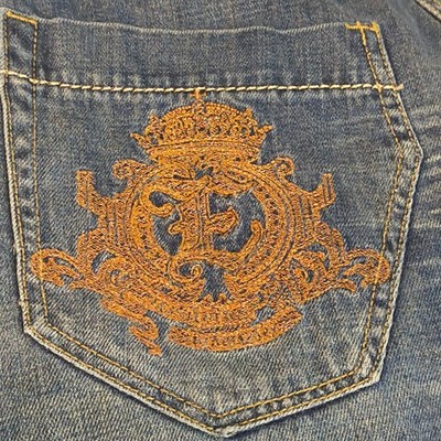 VTG Marc Ecko Men's Jeans 39x31 Embroidered Crest-MARC Wave Hip Hop-Skater-Goth