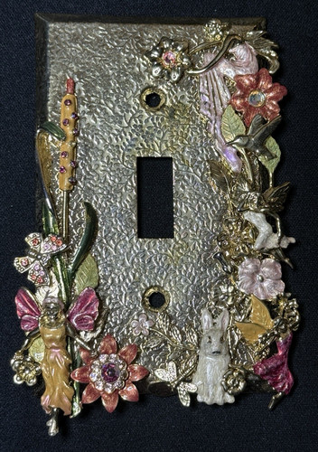 Kirks Folly Outlet Cover Forest Fairy Gold Tone Fairies Sprite Floral Whimsy