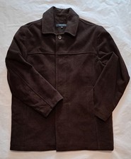 Tom English Men's Wool Overcoat 'Car Coat' Chocolate Brown Size M + Spare Button