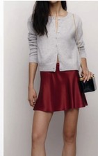 Reformation Edda 100 Silk Skirt In Sanger Red Size M